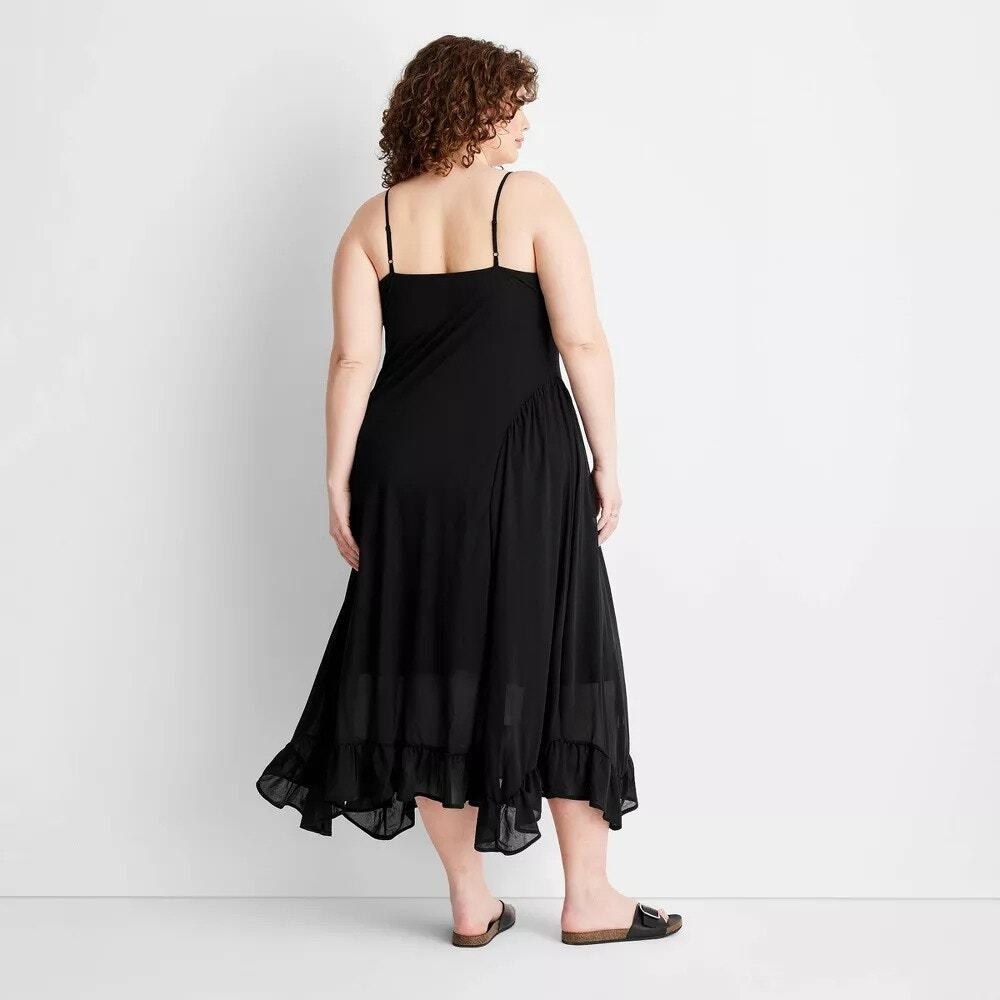 Women's Sleeveless Flutter Hem Maxi Dress Black - Picture 4 of 6